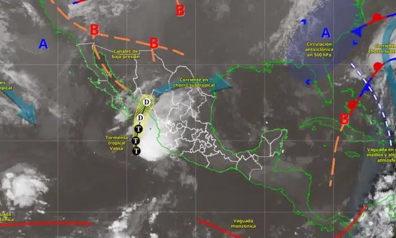 Pronóstico del clima: Vance avanza cómo tormenta tropical y genera lluvias fuertes (Imagen de Conagua)