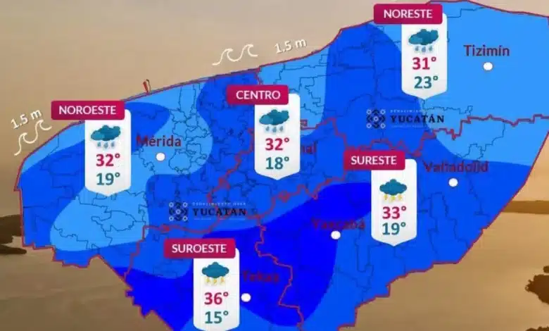 Clima Yucatán: lluvias y calor de hasta 36 grados este jueves (Foto de Procivy)