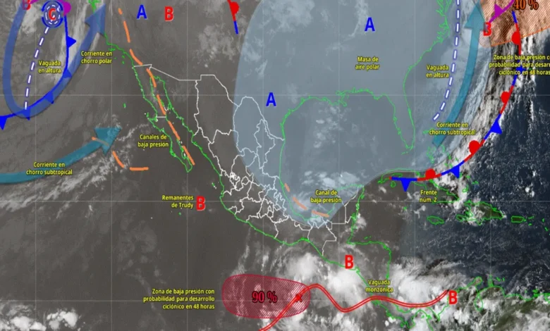 frente frío 2 provoca lluvias intensas en veracruz y fuertes vientos