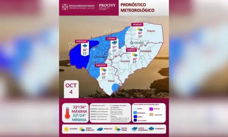 lluvias y calor marcarán este domingo en yucatán