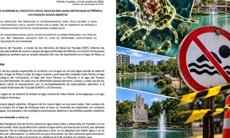 salud suspende el contacto con el agua en seis lagos artificiales de mérida