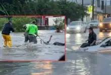 video recolectores de basura rescatan a automovilista arrastrado por la corriente en monterrey